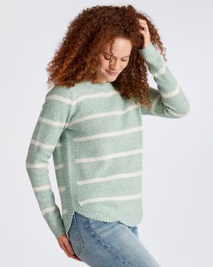 Striped Round Hem Crew Neck Sweater